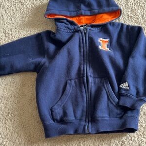 Adidas Kids Hoodie in Navy with Orange Lining